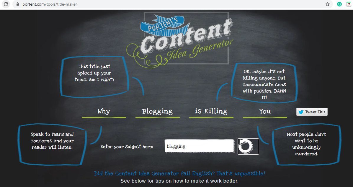 Use Portent's Content Idea Generator to Find Blog Post Ideas