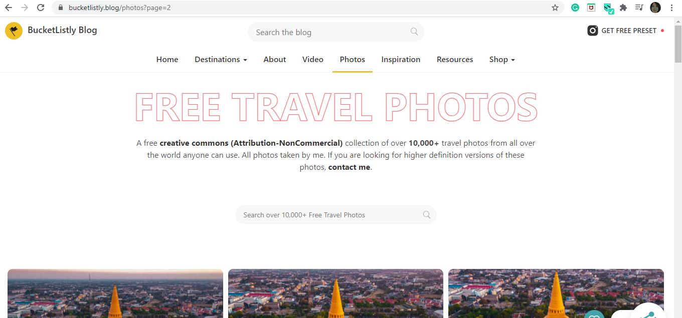 BucketListly is a great site for over 10000 free travel images