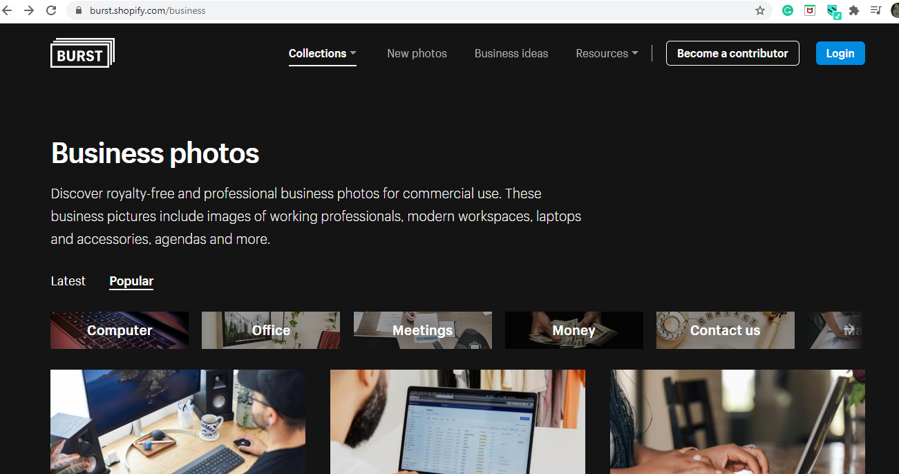 Burst by Shopify is a great site to find free images for your website